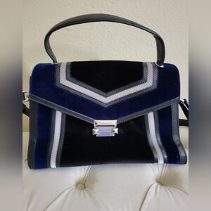 Michael Kors Whitney Velvet Leather Tricolor Top Handle Bag Pre-Owned